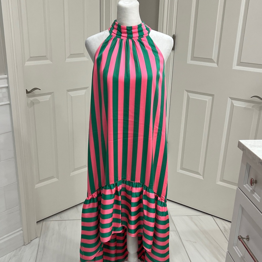 Lilly Pulitzer Green and Pink Strapless Dress